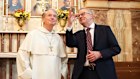 Archbishop of Sydney Anthony Fisher and Prime Minister Anthony Albanese during a visit to the Sanctuary of Our Lady of Pompeii Church.