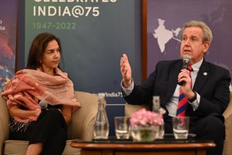 Lisa Singh, CEO of the Australia India Institute, and Barry O’Farrell, Australia’s High Commissioner to India, at the Australia India Institute.