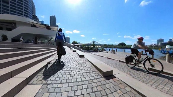 The windy path to navigate stairs near Riparian Plaza in Brisbane’s CBD.