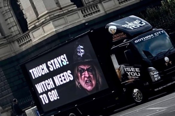 Controversial billboard on his truck 