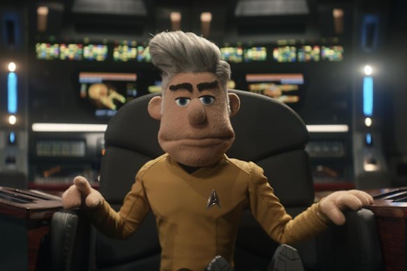 It’s all about the hair. Puppet Pike (voiced by Anson Mount) in Strange New World’s fourth season tease at Comic-Con.