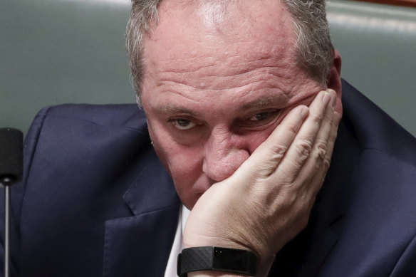 Nationals MP Barnaby Joyce during Question Time at Parliament House earlier this year.