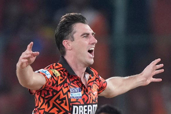 Pat Cummins in action for Sunrisers Hyderabad.