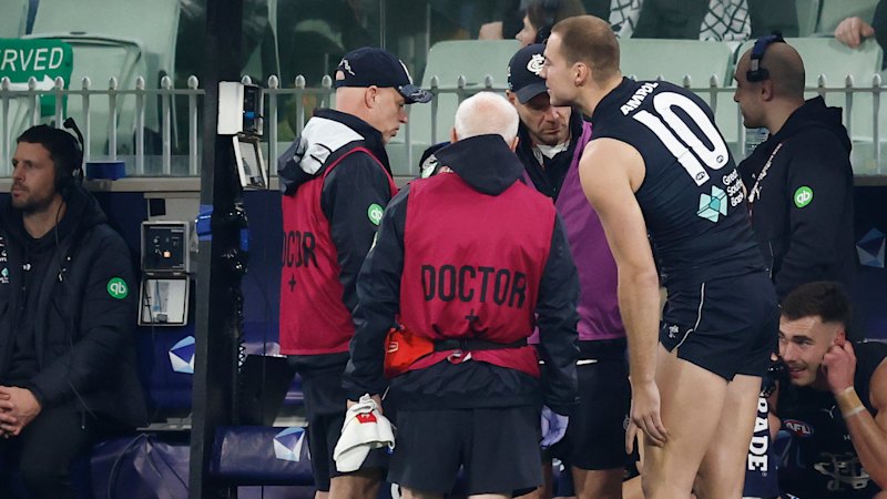 AFL LIVE: McKay ruled out with knee injury as Blues fight back against Pies
