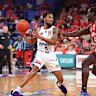 Bryce Cotton controls the ball during the NBL match between the Perth Wildcats and Adelaide 36ers at RAC Arena.
