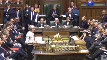 Britain's Prime Minister Theresa May addresses the House of Commons, London, with an update on the latest developments in the Brexit negotiations.