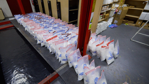 Police uncovered  500 packages of a white crystalline substance.