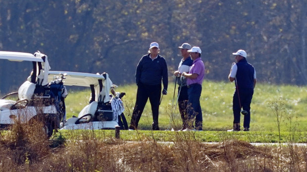 President Donald Trump at the Trump National Golf Course in Sterling, Virginia as the election was called for Joe Biden. 