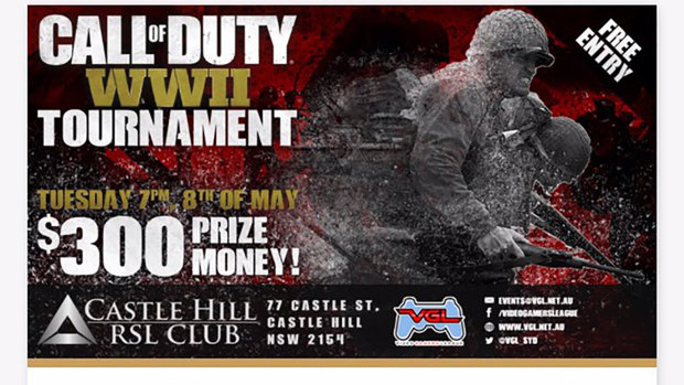 Promotion material for the Call of Duty tournament at Castle Hill RSL.