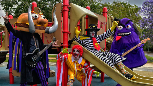 Mac Sabbath play Black Sabbath songs dressed as McDonald’s characters.