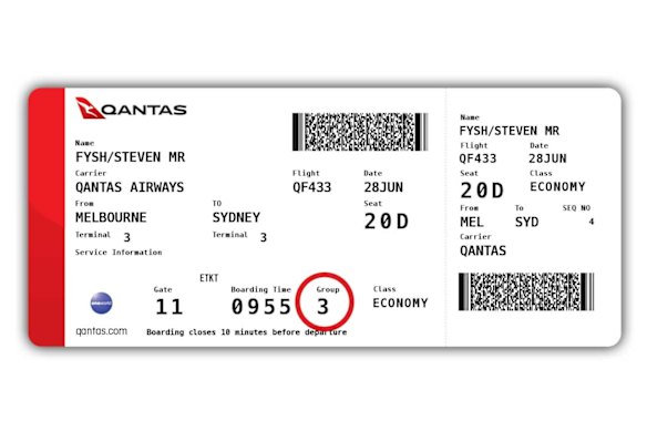 Group number, or zone, determines when the passenger can board.