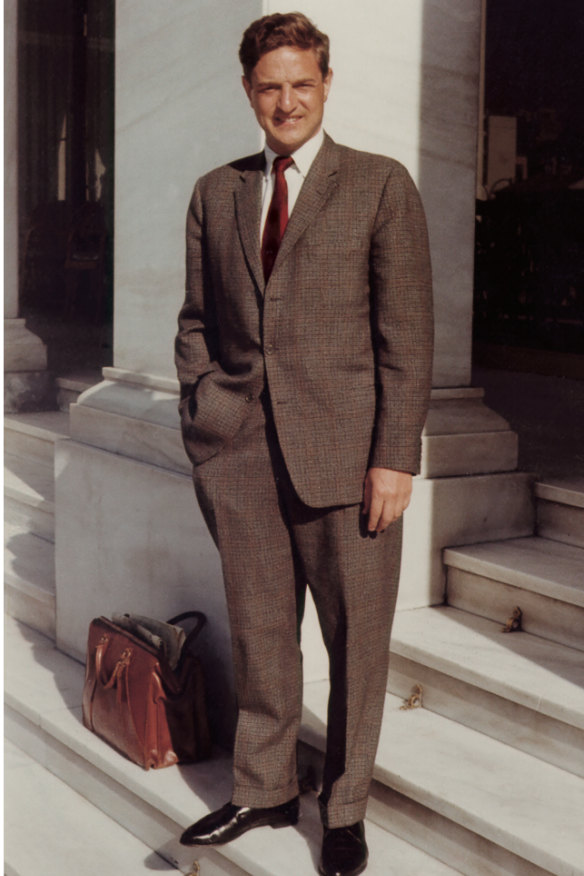 George Soros in 1962 during his time on Wall Street; his initial goal when he moved to New York was to save $US100,000 in five years but he says he “overperformed”.