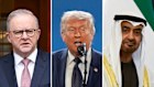 Anthony Albanese, Donald Trump and Mohamed bin Zayed Al Nahyan. 