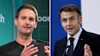 (L-R) Evan Spiegel and Emmanuel Macron.