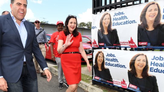 Queensland Premier Annastacia Palaszczuk on election day in 2017.