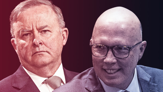 Forty per cent of voters now rank Peter Dutton, right, and the Coalition as best to manage the economy, with only 24 per cent naming Anthony Albanese and Labor.