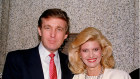 Donald Trump and his then wife, Ivana, pose outside the Federal Courthouse after she was sworn in as a United States citizen in 1988.