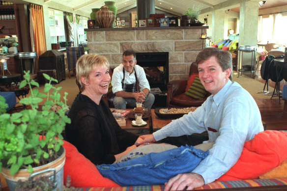 Gail and Kevin Donovan, owners of Donovans restaurant with founding chef Robert Castellani in 1997.