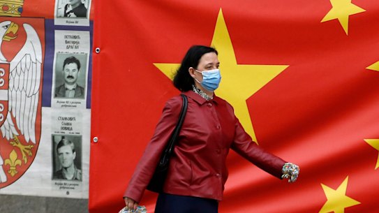 A Chinese banner on a Belgrade street, part of the country's attempt to recast its virus-battered image in Europe.