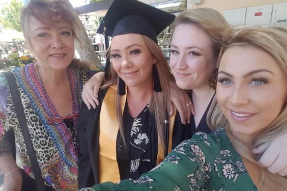 From left: Lisa, 53, Rhiannon, the author and Tayla at Rhiannon’s nursing graduation in 2016.