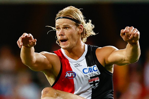 Tom De Koning in his first hitout for St Kilda.