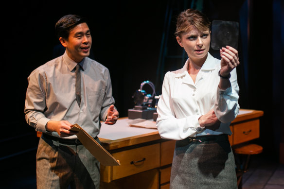 Amber McMahon and Gareth Yuen in a scene from Photograph 51. 