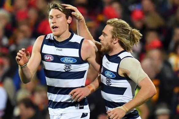 Mark Blicavs and Cameron Guthrie played under-11s together and were reuniited at Geelong many years later when Guthrie’s dad recommended Blicavs as a potential recruit.