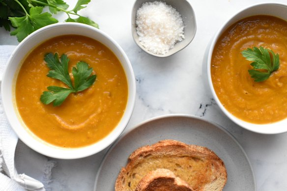 This classic pumpkin soup is easy to freeze and suitable for vegetarians.