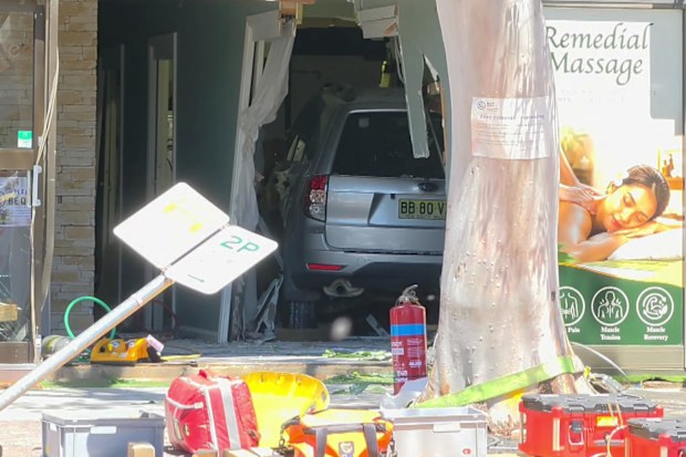 The car ploughed through the massage spa just at about midday today.
