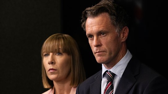 Premier Chris Minns and former transport minister Jo Haylen.
