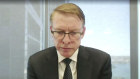 Crown Resorts CEO Ken Barton at the public hearings into the casino giant last September. He’s expected to announce his resignation on Friday.