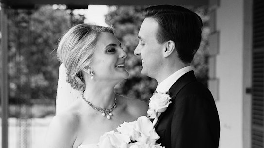 Andrew Dixson and Woollahra mayor Sarah Swan on their wedding day. 