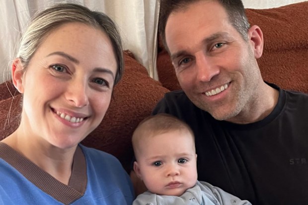 Dani and Dan Rielly with their son Fletcher, who was born in April 2026.