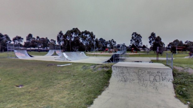 Merinda Park skate park, where an  explosion caused major damage.
