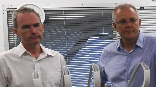 Scott Morrison and Immigration Minister David Coleman tour the medical facilities on Christmas Island.
