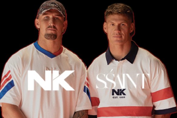 Newcastle Knights NRL pair Dylan Lucas (left) and Kalyn Ponga in the SSAINT brand wear.