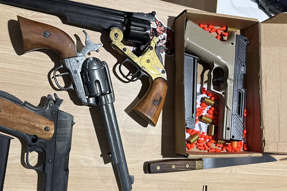 Guns seized from Michaels’ house. These were not alleged to have been purchased using his 2023 property letter.