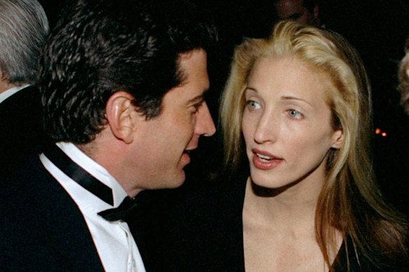 John F.  Kennedy  Jr. with Carolyn Bessette, a Calvin Klein publicist, at the Municipal Art Society of New York Benefit in New York in February, 1996.   