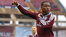 Aston Villa’s Nicolas Jackson celebrates after scoring his side’s opening goal.