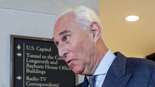 President Donald Trump associate Roger Stone arrives to testify before the House Intelligence Committee, on Capitol Hill in Washington in 2017.