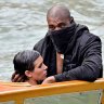 Kanye West with Bianca Censori on their infamous boat trip in Venice.