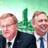 Olympics powerbroker John Coates and Queensland Premier Steven Miles. The pair spoke in the days before Graham Quirk’s final report on Olympic venues was released.