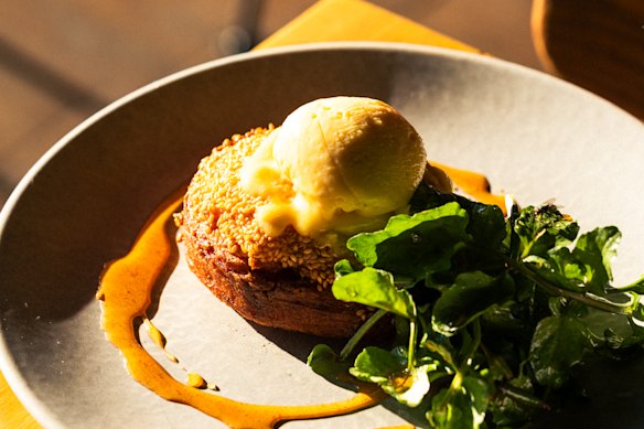 The prawn crumpet at BTB, Kirribilli.