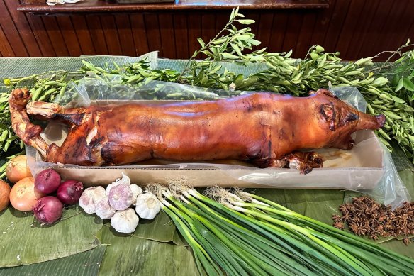 Whole roasted pig at The House of Lechon &amp; Karenderia.