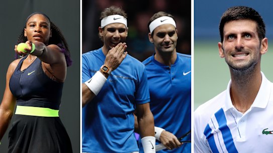 Serena Williams, Rafael Nadal, Roger Federer and Novak Djokovic.