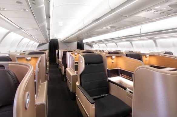 Business class on a Qantas Airbus A330.