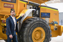  3ME’s Justin Bain with the company’s Bladevolt system for heavy vehicles.
