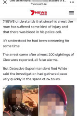 The online story published by 7 News which named and showed the face of the wrong man. 