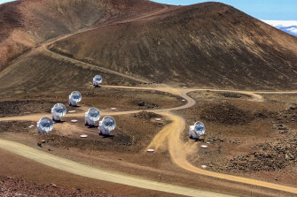 The Submillimetre Array, part of the Event Horizon Telescope network, on Mauna Kea, Hawaii.