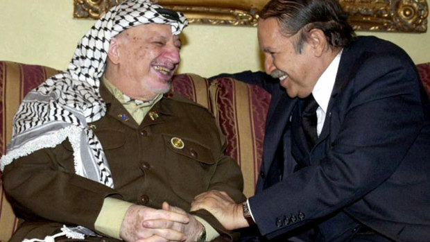 Meeting Palestinian leader Yasser Arafat in 2001.